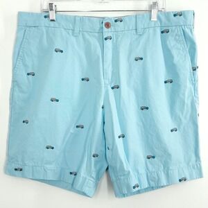 Tommy Hilfiger Shorts Men's 38 Light Blue Car Print Embroidered Preppy Chino